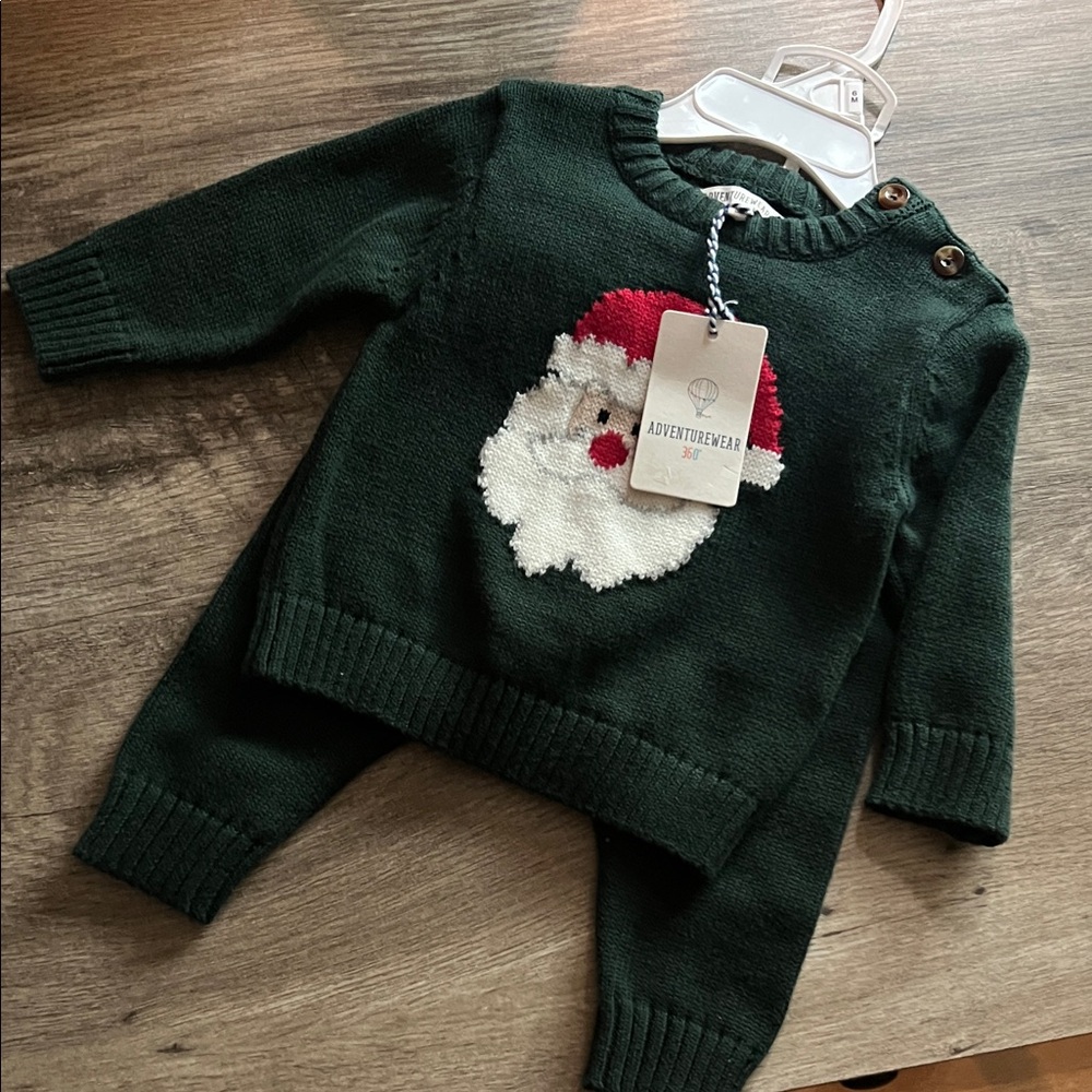 Kids Green Santa Sweater Set